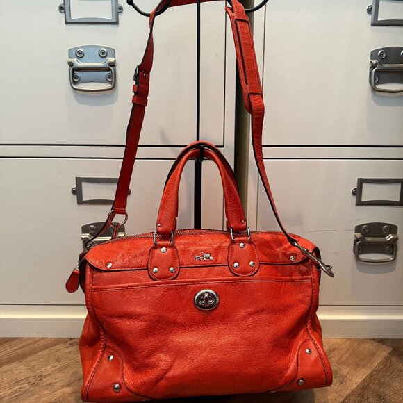 Coach Orange Leather 2-Way Handbag - Picture 2 of 15